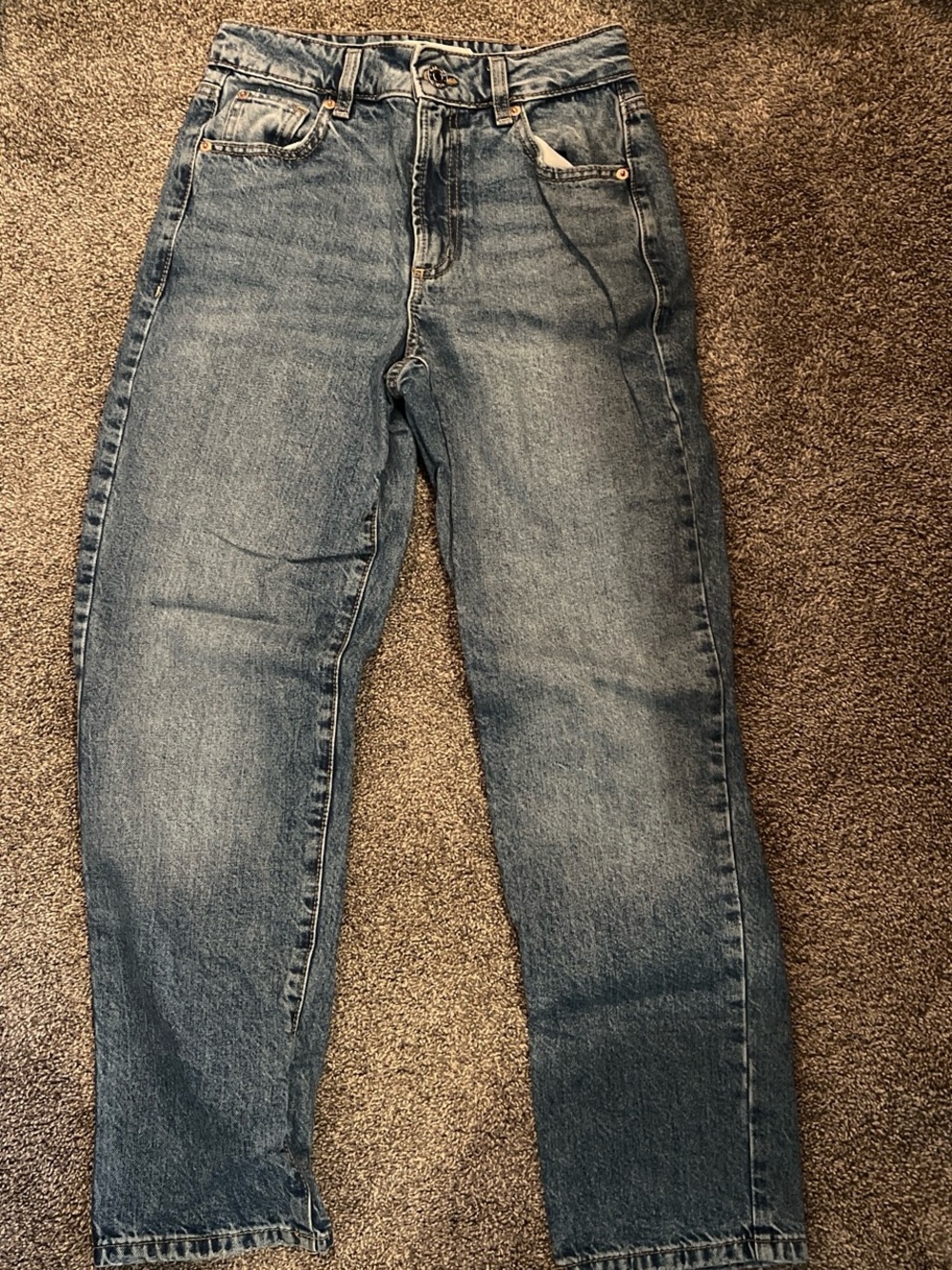 Droit Vintage Straight Blue Denim Jeans